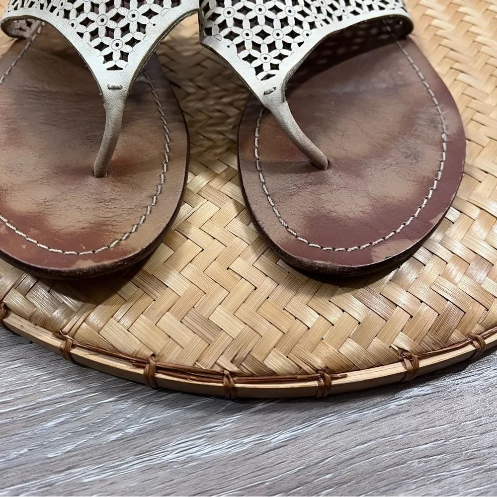 Tory burch roselle flower perforated leather thong‎ sandal